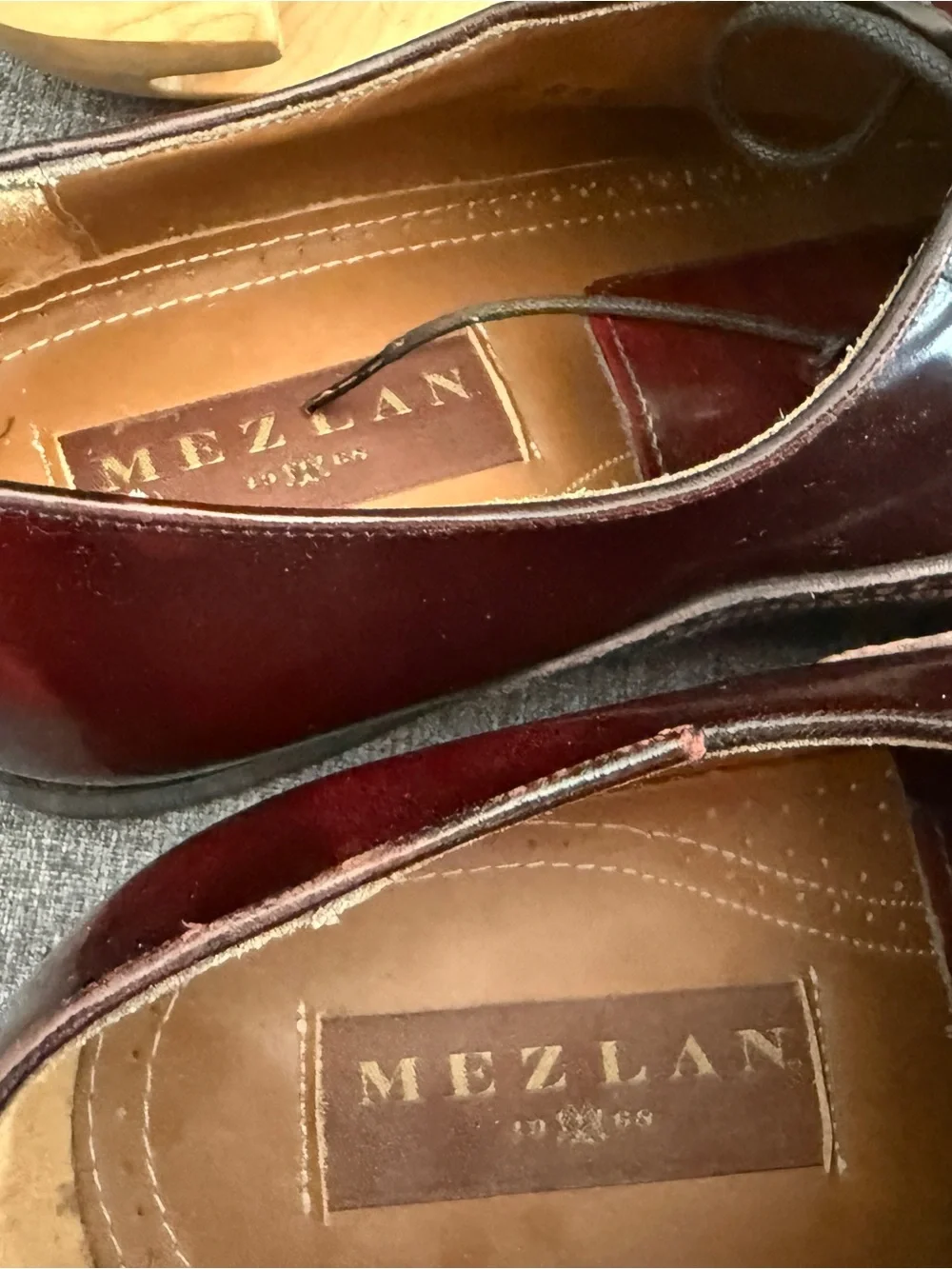 Men's Mezlan Andrew Burgundy Leather Derby Shoes mint 11.5